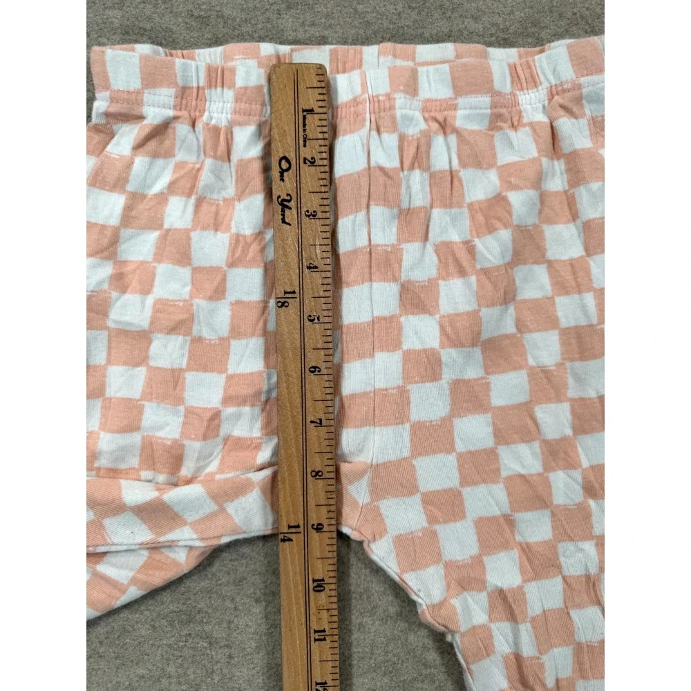 Carter's Pajama Pants Girls 12/12A Peach White Checkered Casual Mid Rise Pull On
